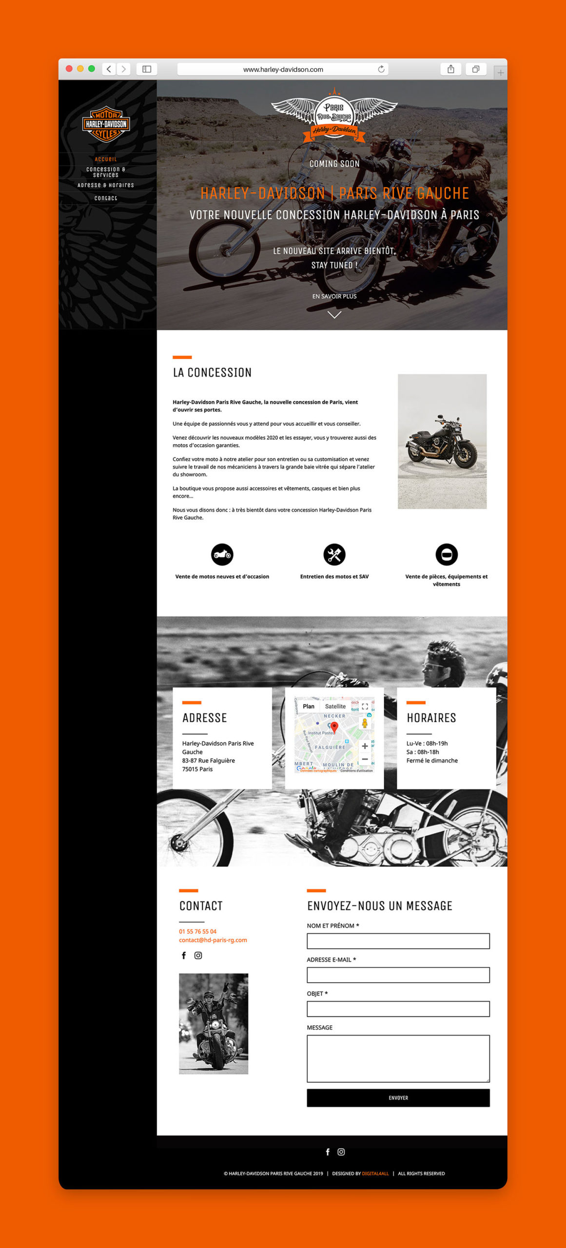 Présentation de la page d'accueil du site Internet d'Harley Davidson