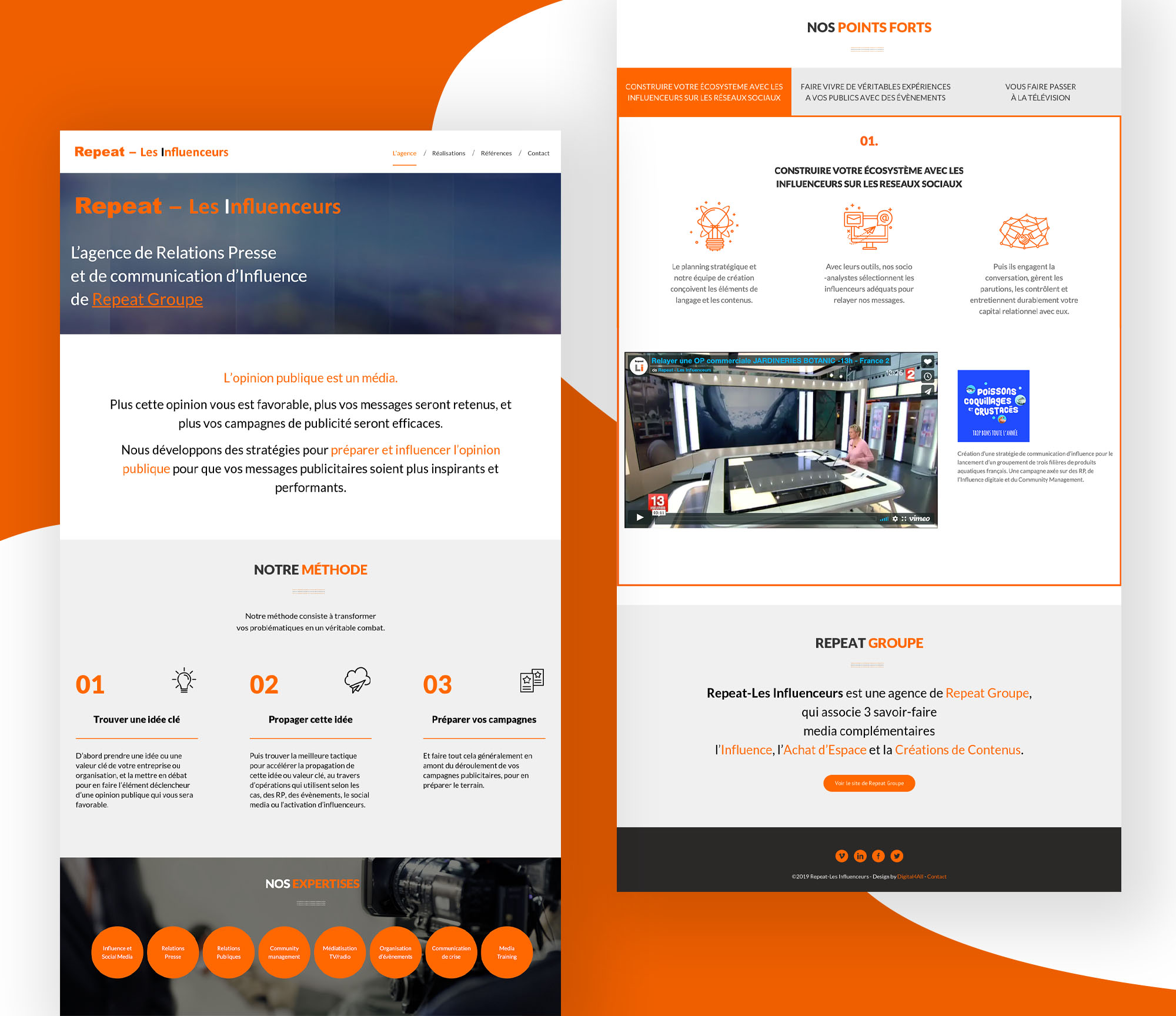 Website_Mockup_type4_les-influenceurs Présentation de la page d'accueil du site Repeat - Les Influenceurs