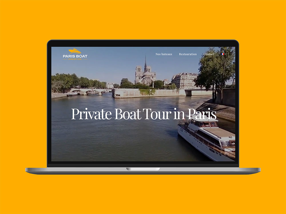 Page d'accueil du site internet Paris Boat Prestige