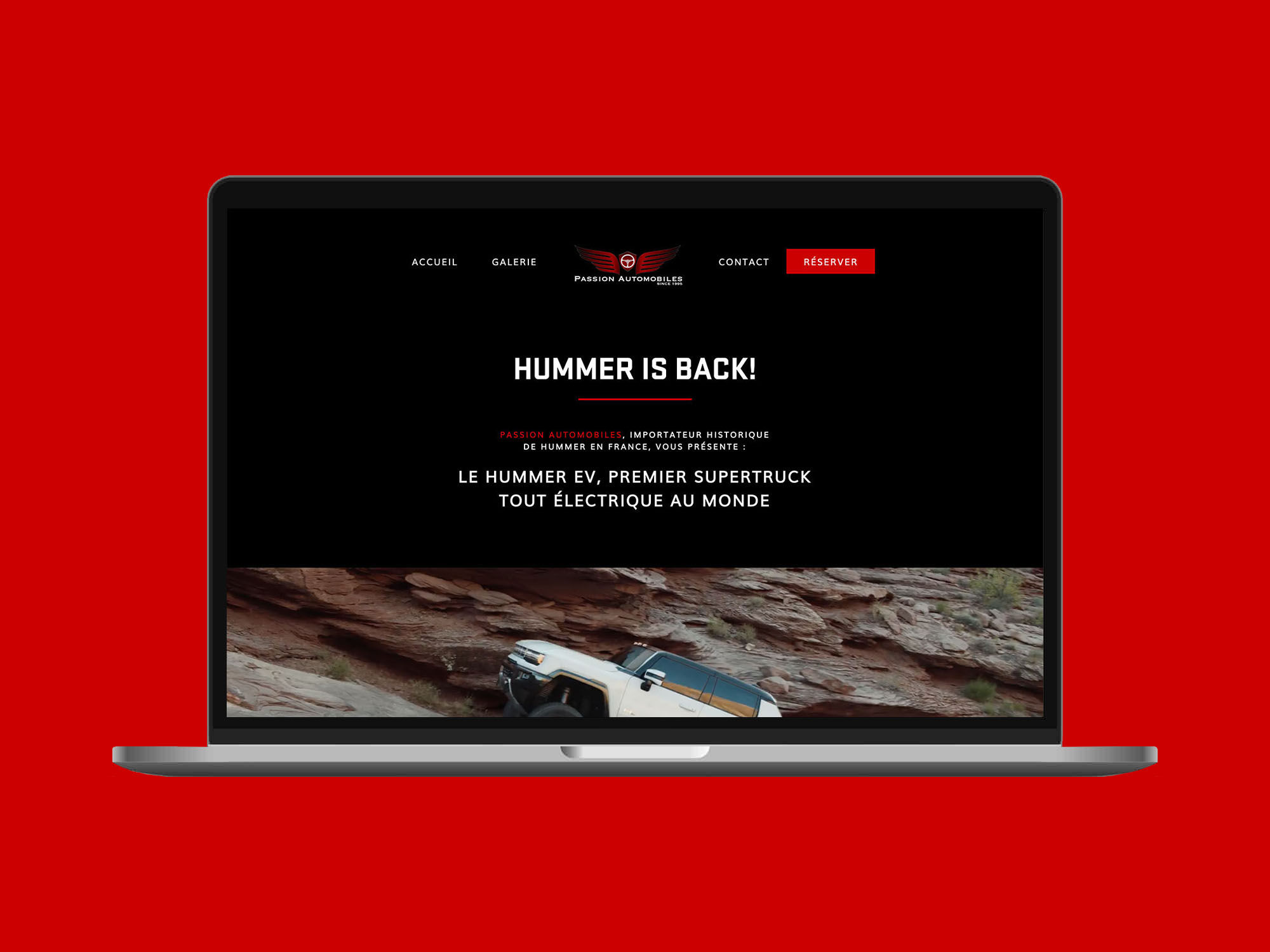 Page d'accueil du site internet Hummer